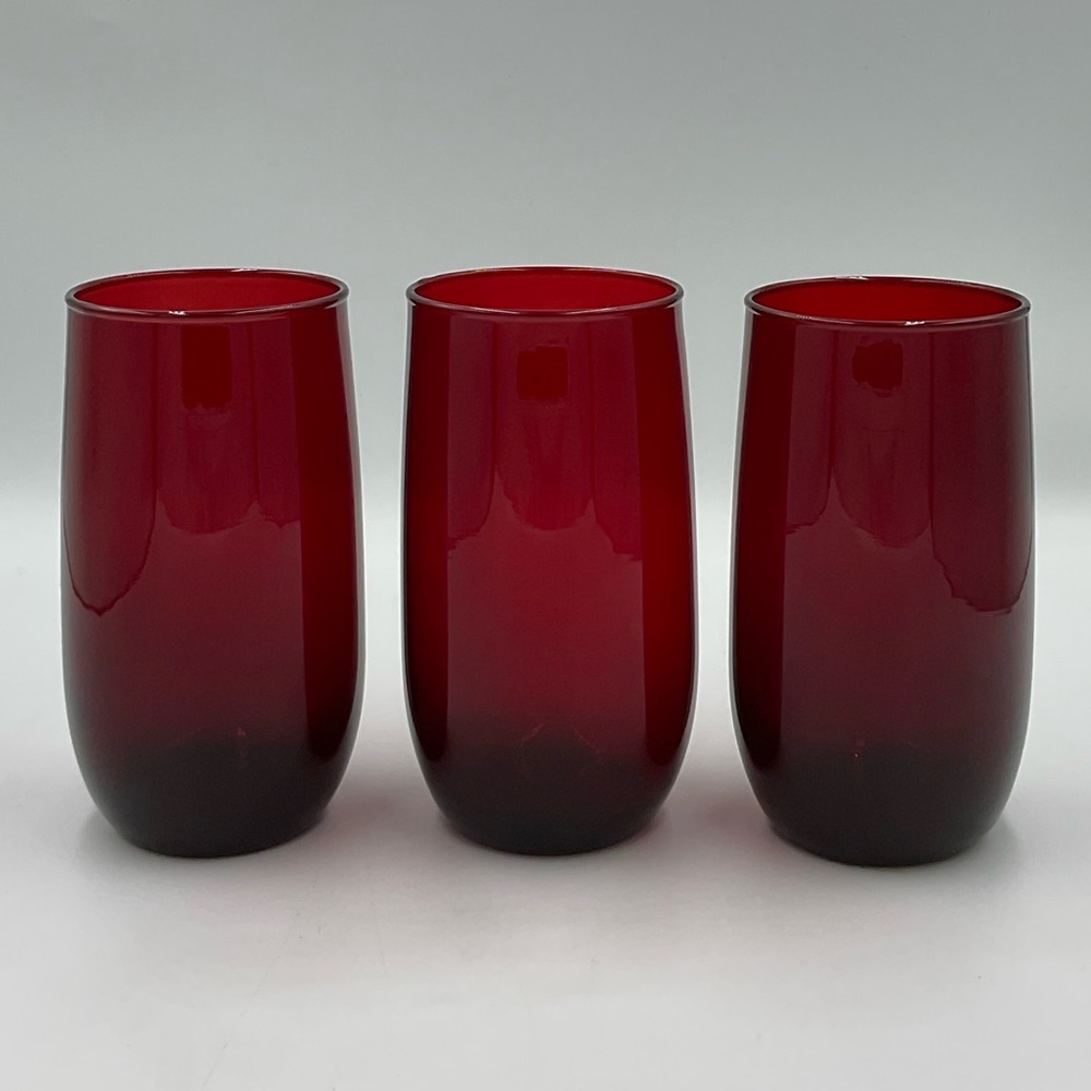 Vintage Anchor Hocking Royal Ruby Red "Roly Poly" Glasses Set of 3